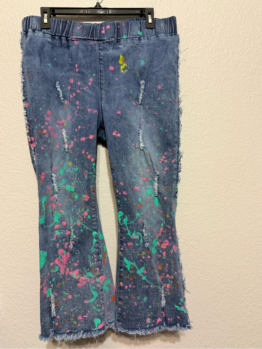 A Rare Bird Handmade Light Blue Denim Jeans with Diferent Paint Accents - Picture 2 of 7